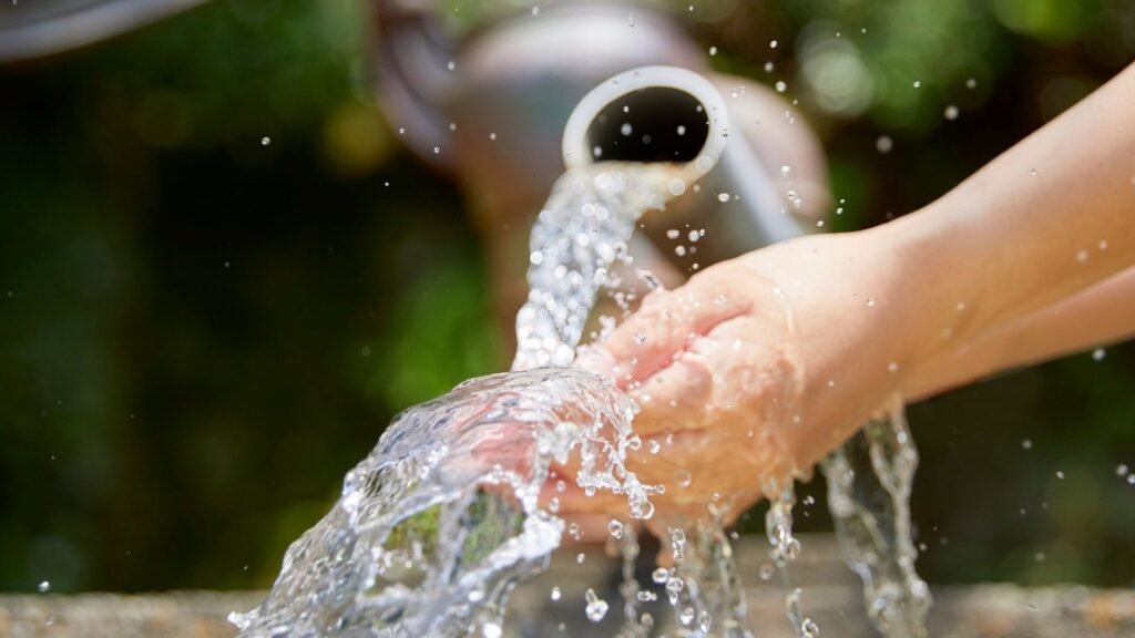 Water coming out of a pipe